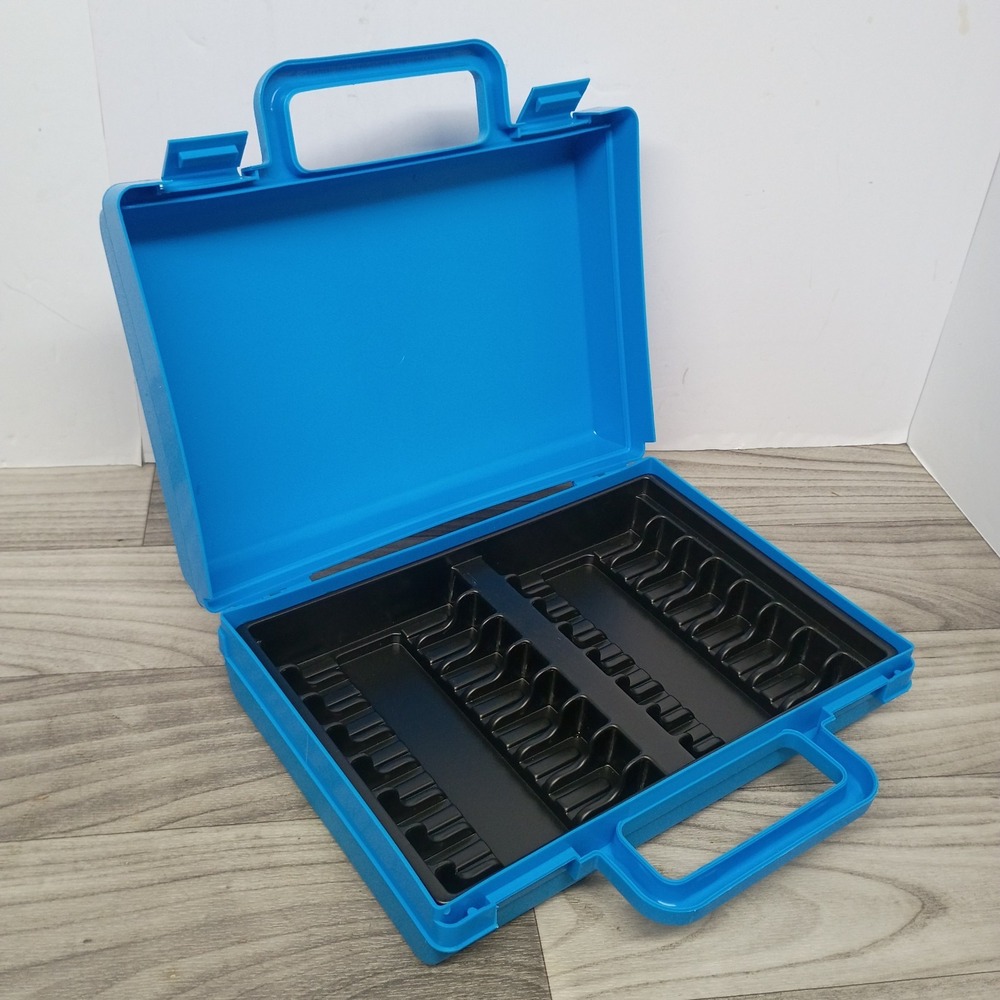 Vintage CLIK!CASE Cassette Storage Holder Blue Holds 16 tapes Made In USA